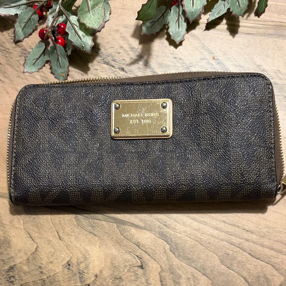 Michael Kors Dark Brown Wallet with Gold Accents - Picture 2 of 4